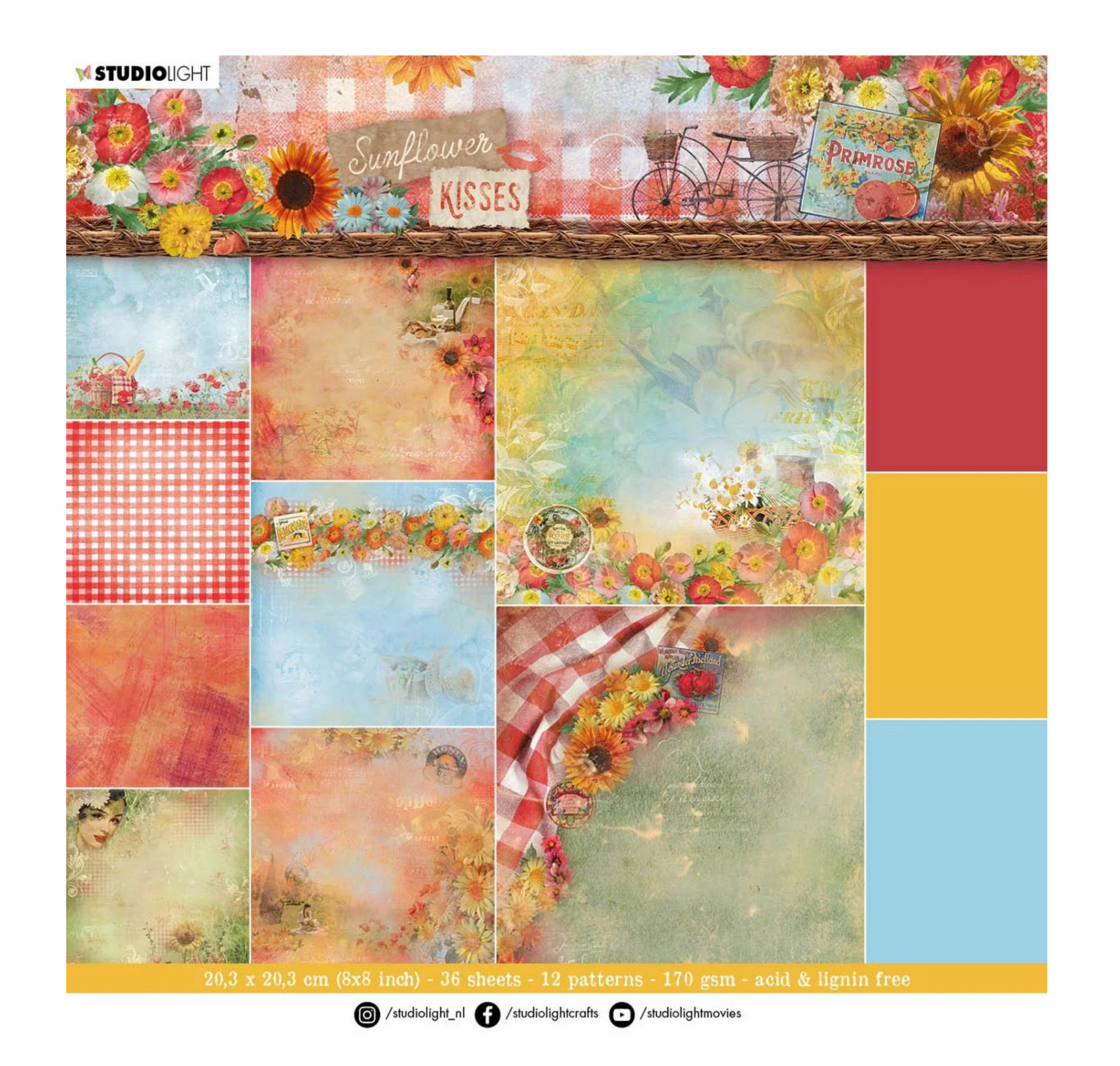 Studio Light  Sunflower Kisses Paper Pad Background Paper 20,3x20,3cm 36 Blatt