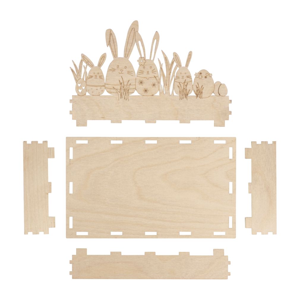 Holztablett Osterhasen FSC Mix Credit 20x12x12,5cm  1 Set natur