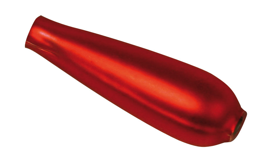 Hohlglas-Tropfen 21 x 7 mm, länglich glatt, 12 Stück, rot matt