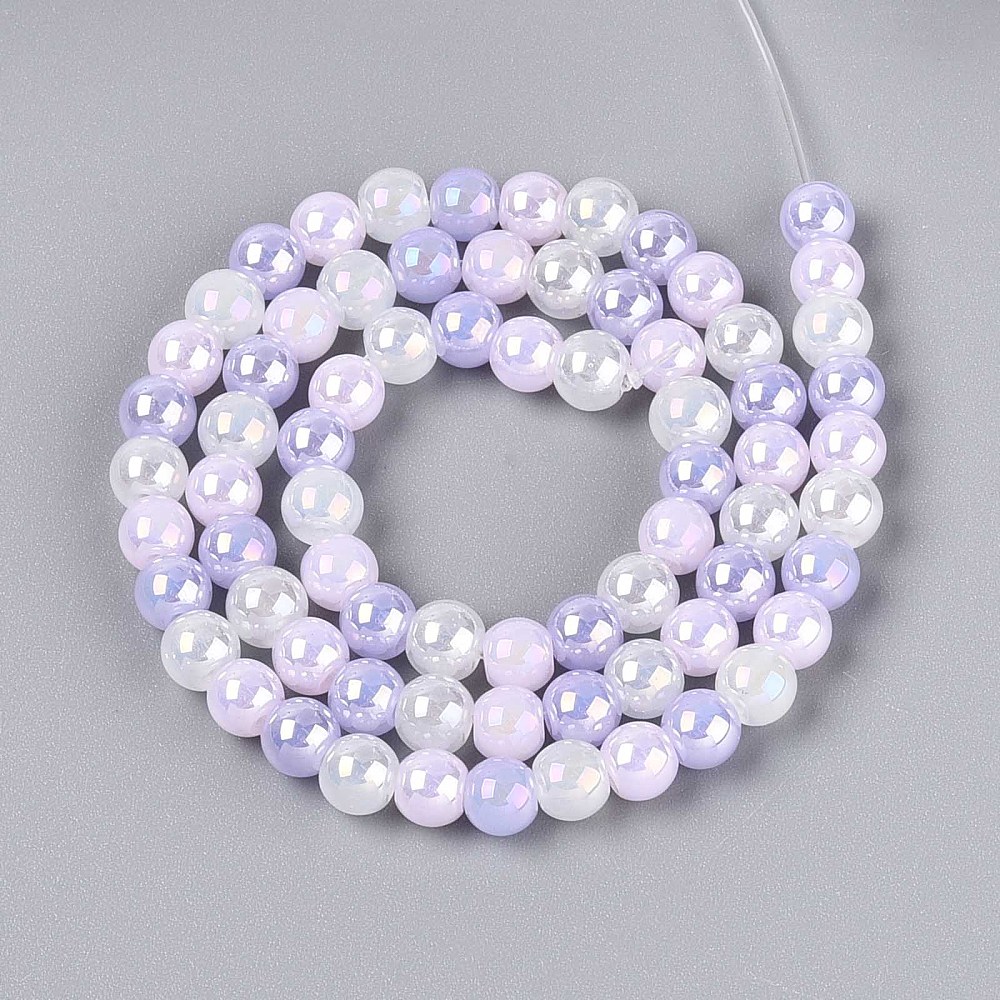 Glasperlen AB Meerjungfrau-Mix lilac rund 6mm 60 Stück / Dose 