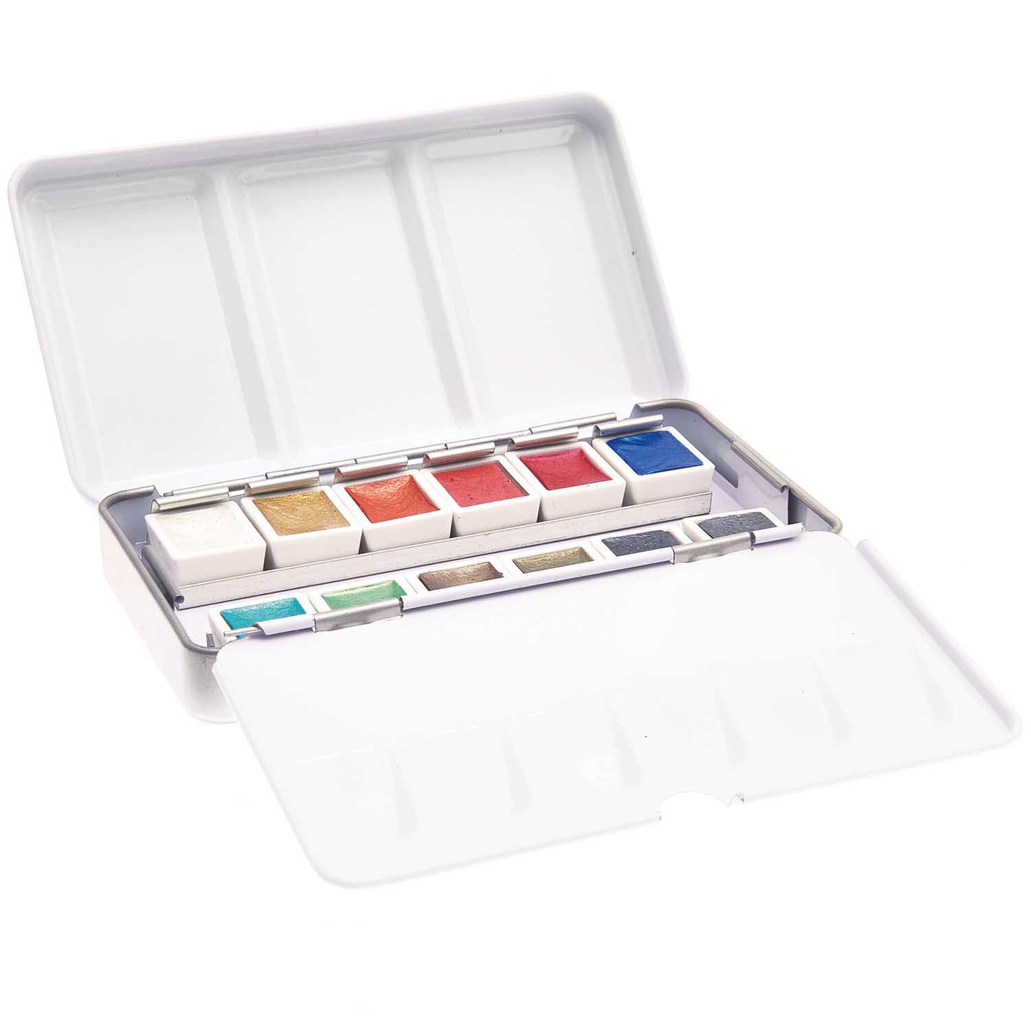 Rico Metallic Aquarellfarben Palette 12 x 1/2 Näpfe