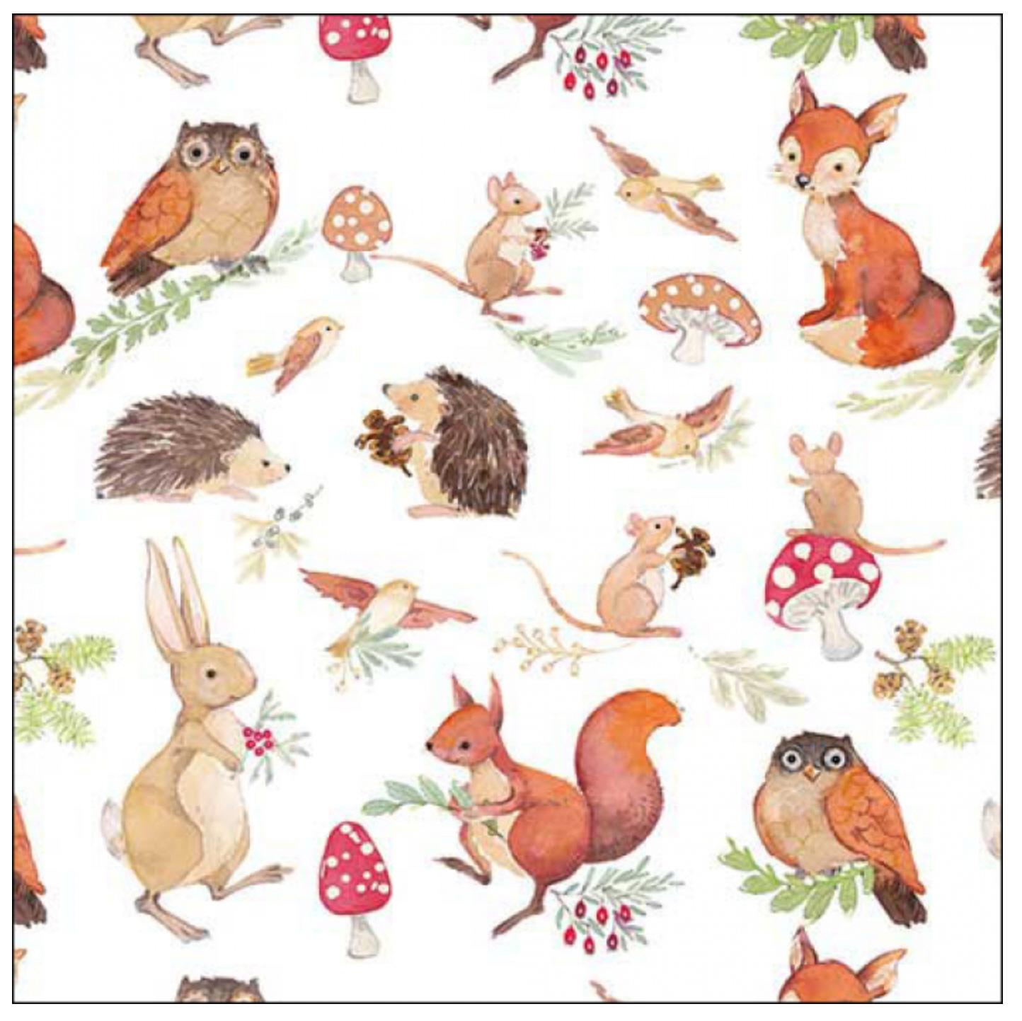 Servietten Woodland Animals FSC Mix 20 Stück pro Päckchen 33x33cm