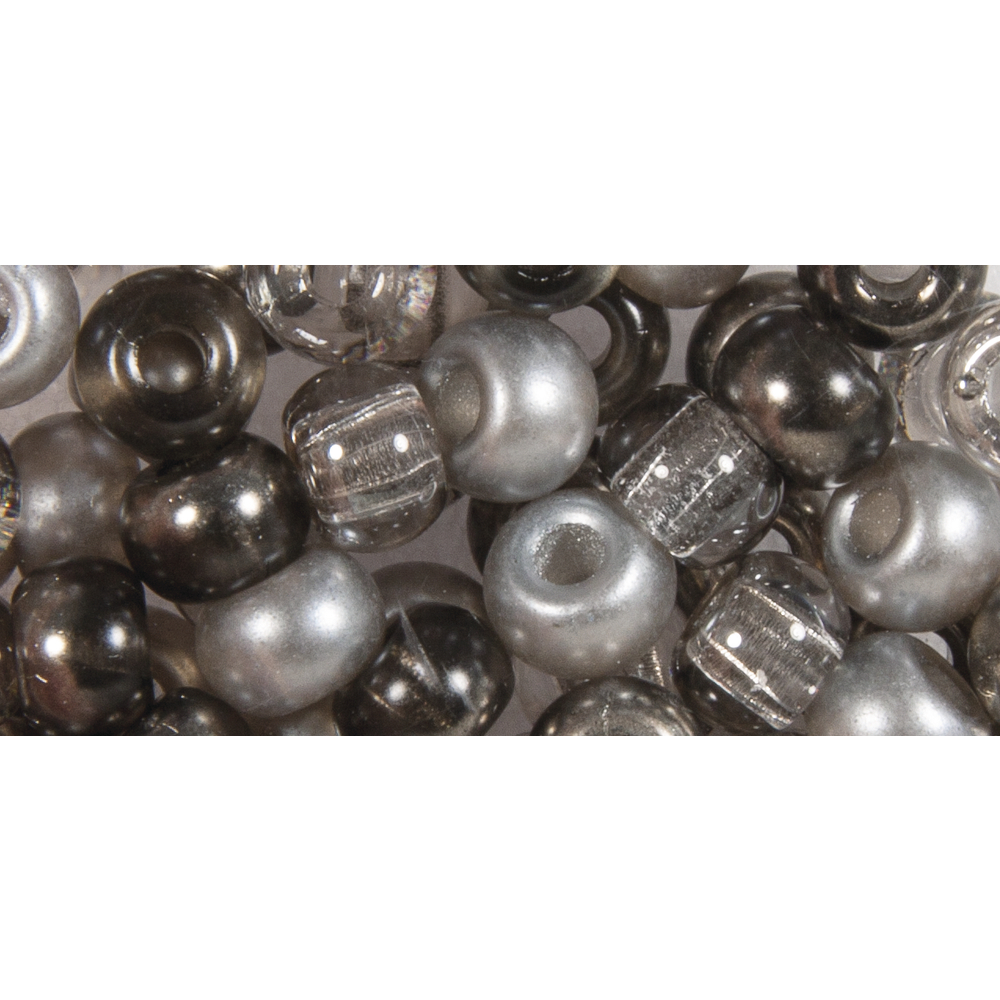Rocailles Perlen mit Großloch, grau Mix, 5,5mm, 80 Stück