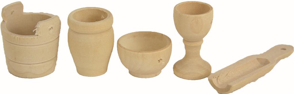 Miniaturset Holztöpfe 1-5cm, 5-teilig