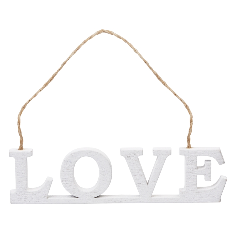 Holz-Schild Love weiß 9,5cm Btl. 5 Stück 