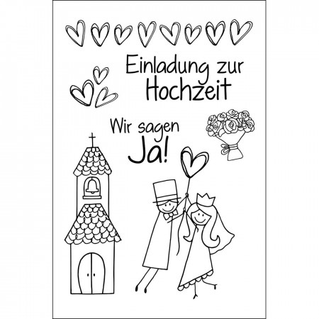 Stempel Clear Einladung zur Hochzeit Silikonstempel A7 74x105 mm 7-teilig transparent