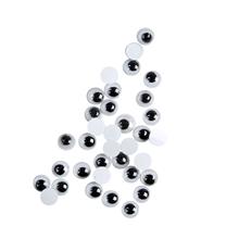 Wackelaugen rund 6 mm, 20 Stück Glubschaugen Bastelaugen Klebeaugen Kunststoffaugen Wobby Eyes