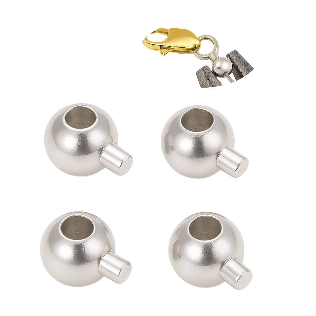 Crimp Endperlen Kugelstopper SILBER 3,5x5mm 4 Stück