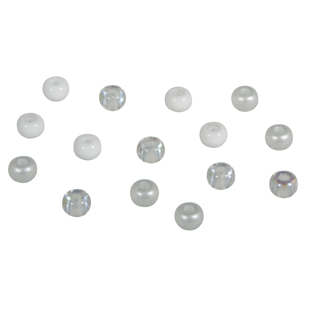 Rocailles Perlen mit Großloch, weiß Mix, 5,5mm, 80 Stück