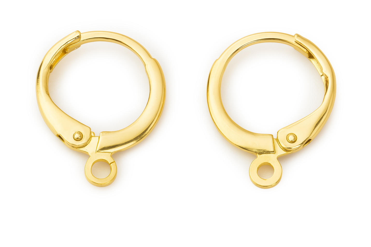 Leverback Earring Hooks Ohrringe GOLDEN rund 13mm 4 Stück / 2 Paar 