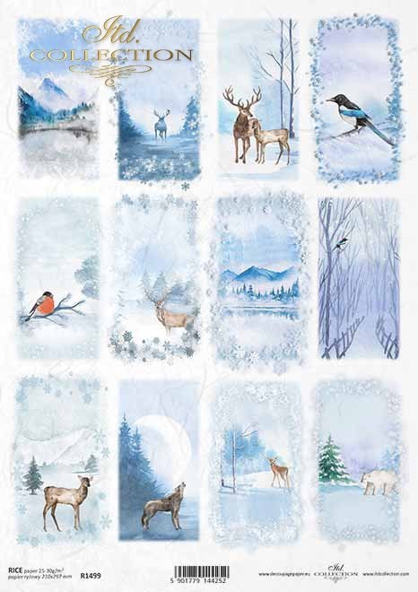 Reispapier A4 Winter Tiere, Paper 25-30g/m2