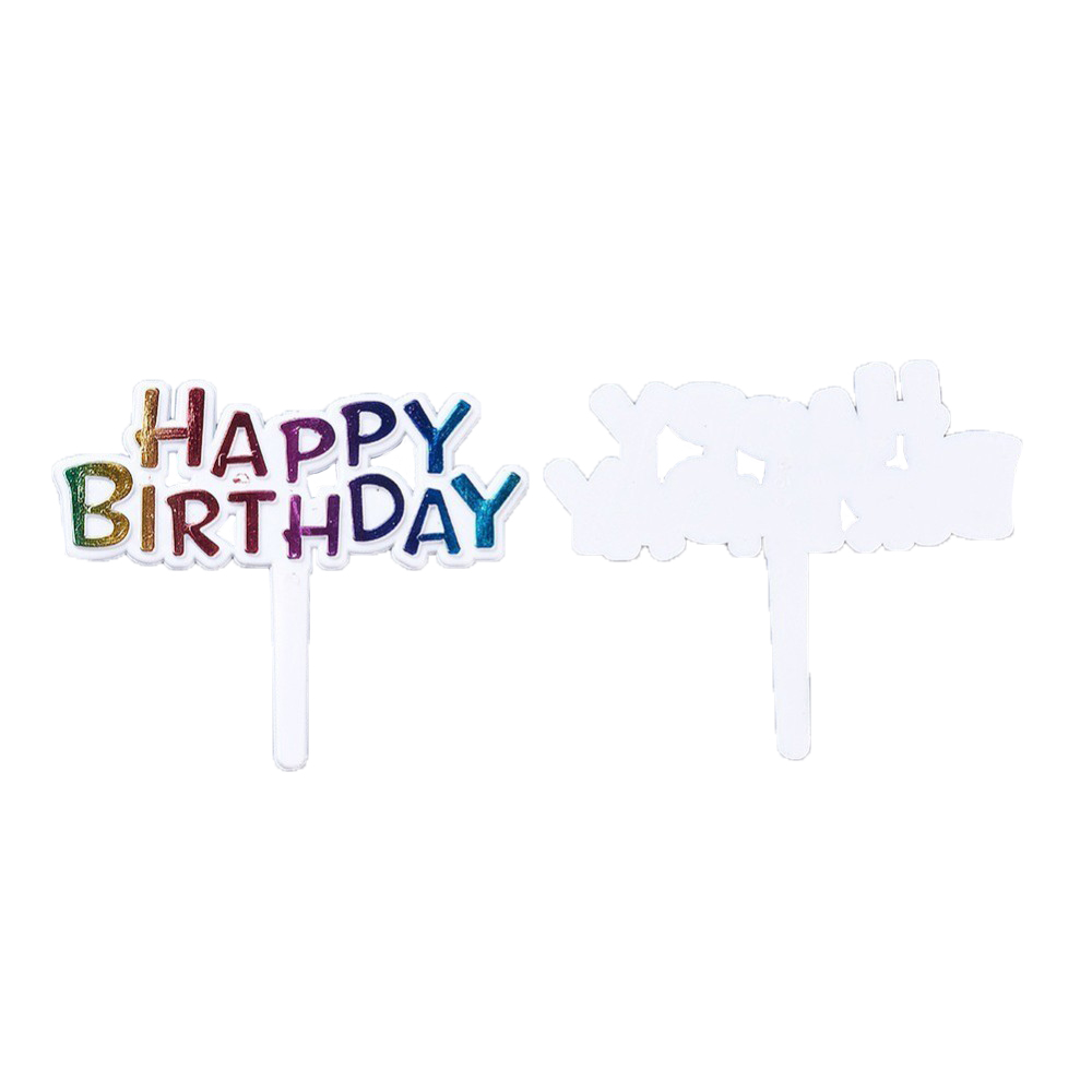 Cake Topper Happy Birthday bunt, 5 Stück Kunststoff