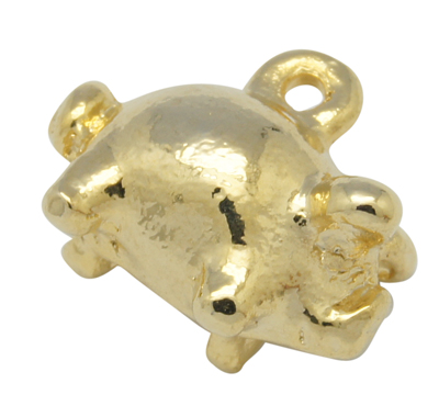 Anhänger Goldschweinchen, Metall, 15 mm, per Stück
