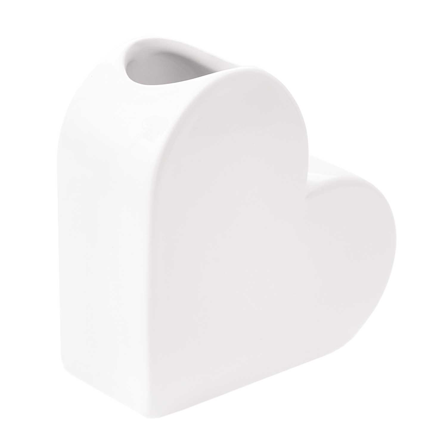 Keramik Vase Herz klein weiß 12cmx5,5cmx12cm
