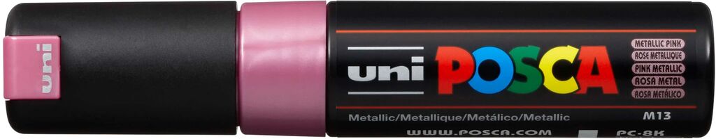 UNI POSCA Marker PC-8K METALLIC ROSA breite Keilspitze 8 mm UNI POSCA Marker PC-8K METALLIC ROSA breite Keilspitze 8 mm