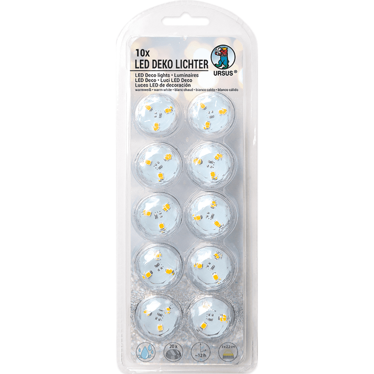 LED Deko Lichter 10 Stück warmweiß 3x2,2cm inkl. Klebepads