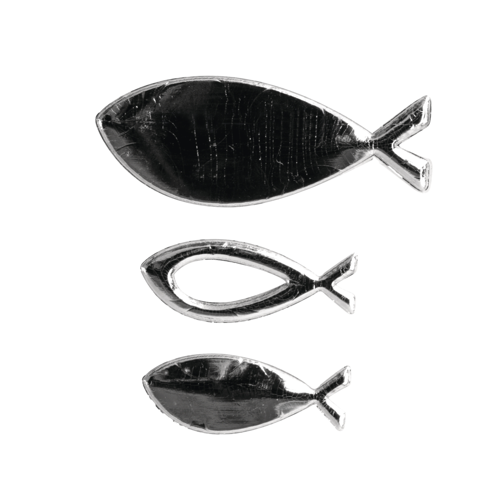 Wachsmotiv Fische silber Verzierwachs 2,4-4cm 3 Stück 