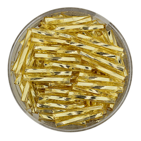 Stiftperle gedreht 15mm gold mit Silbereinzug 12gr/Dose Glasstifte twisted gold