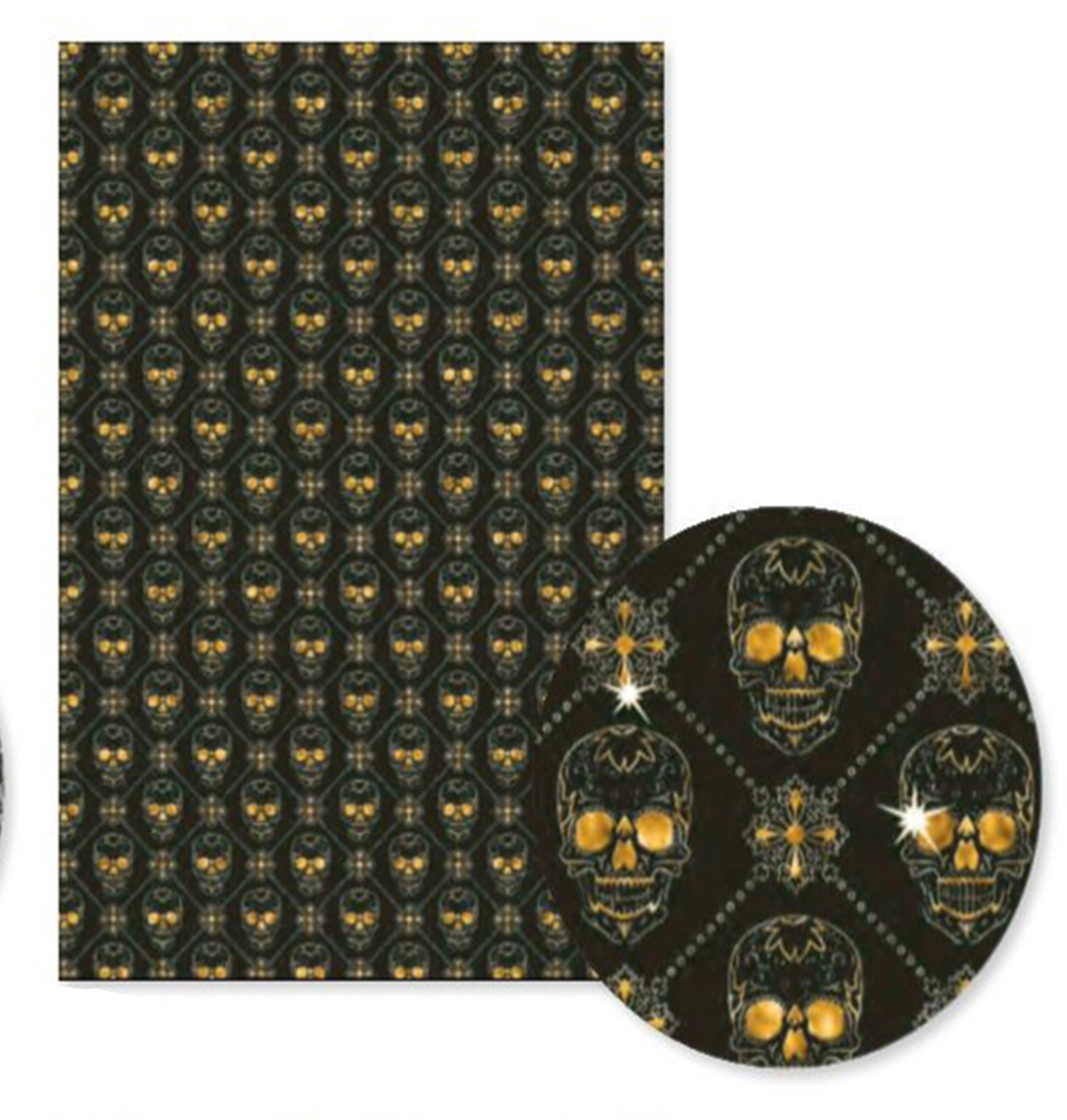 Designkarton Skull Totenkopf Folie schwarz gold A4