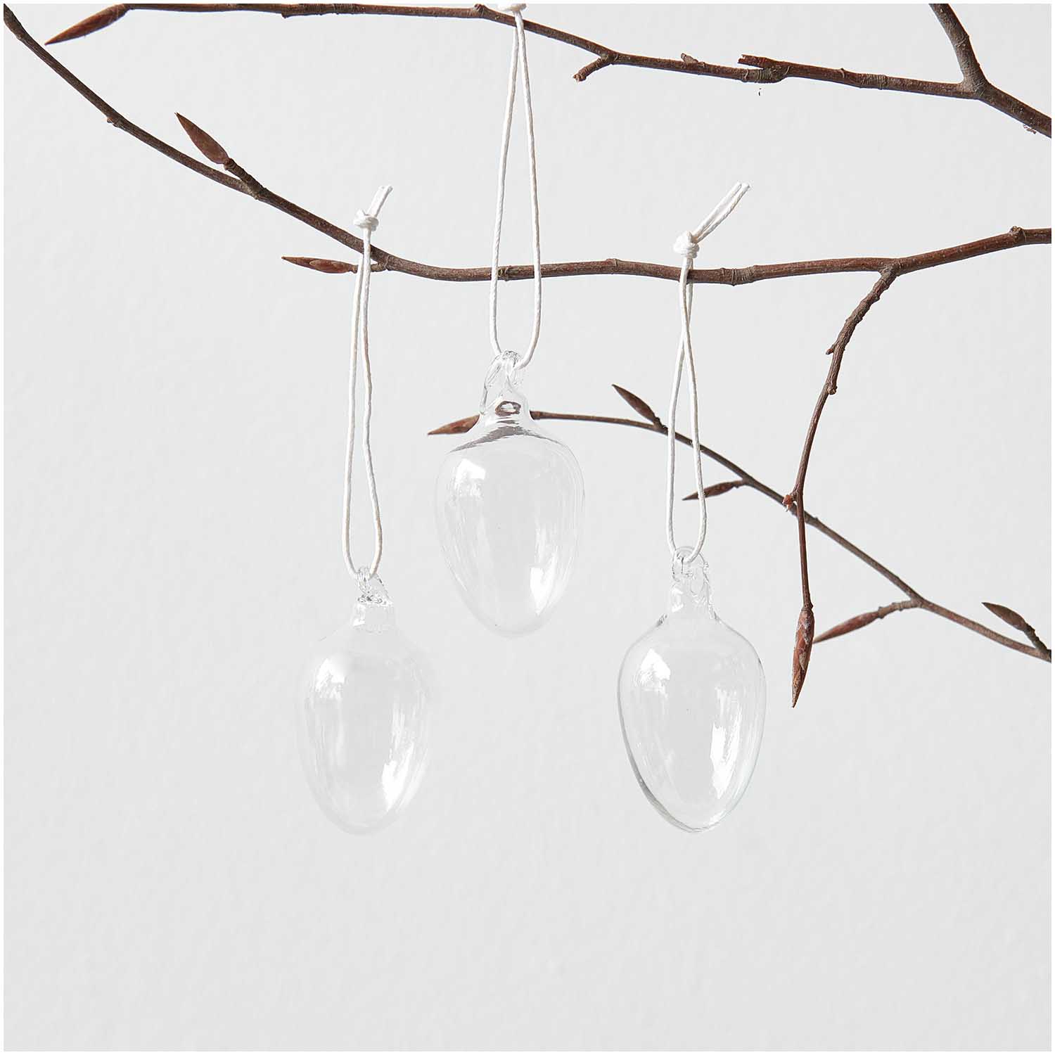 Glas-Eier Set transparent 2-teilig  3,2 cm