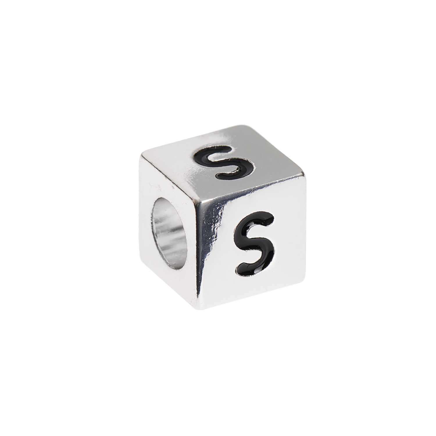 Buchstabenperle-Würfel silber 10x10mm Buchstabenperle-Würfel silber 10x10mm