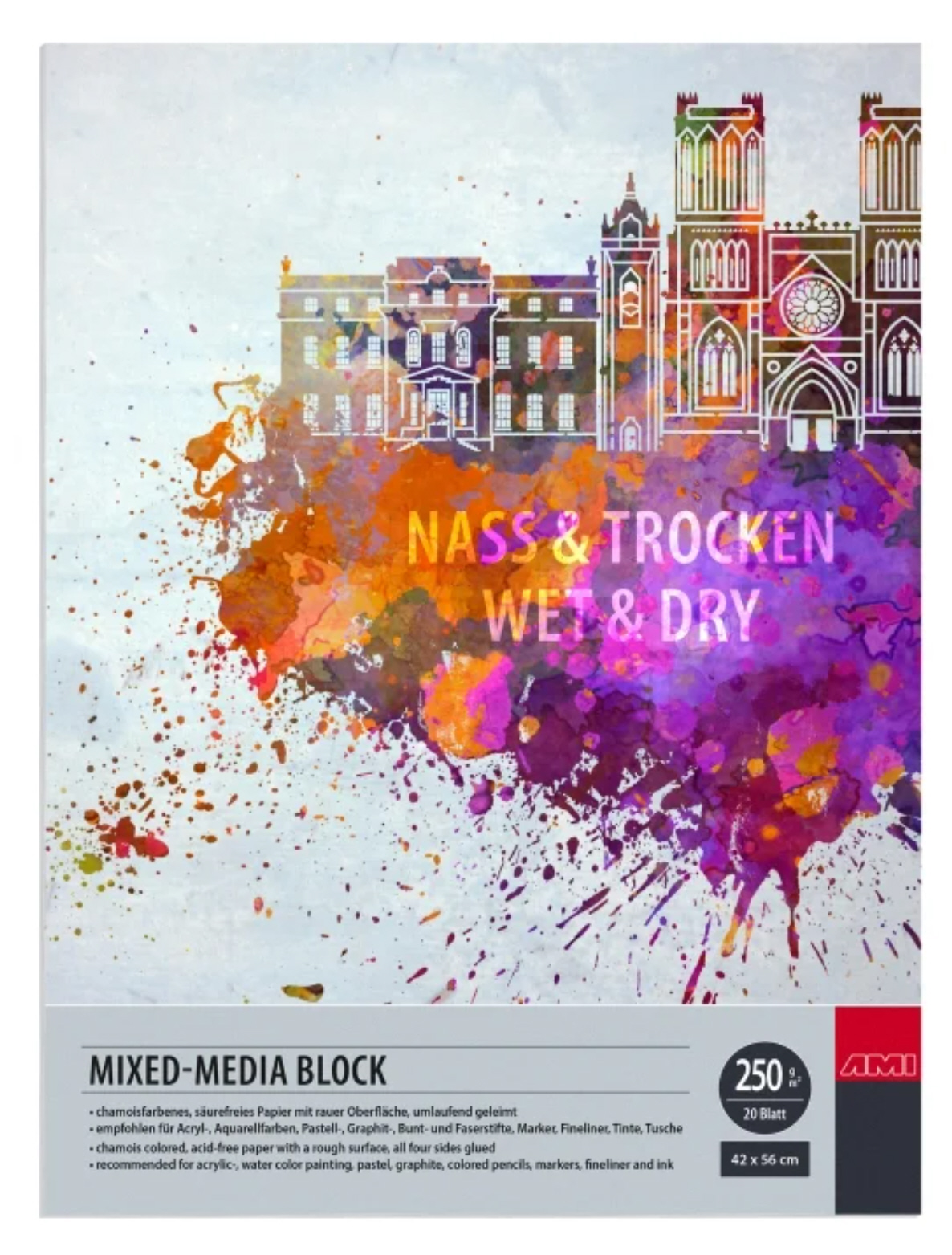 Mixed-Media Block Nass und Trocken 250g 20 Blatt 30x40cm