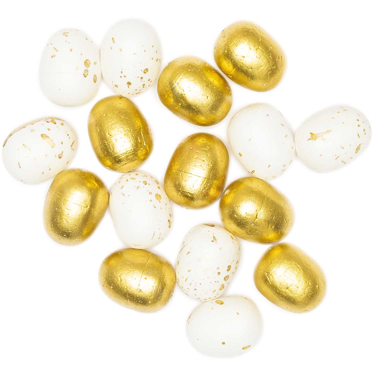 Styropor-Eier gold/weiß 3cm 16 Stück 