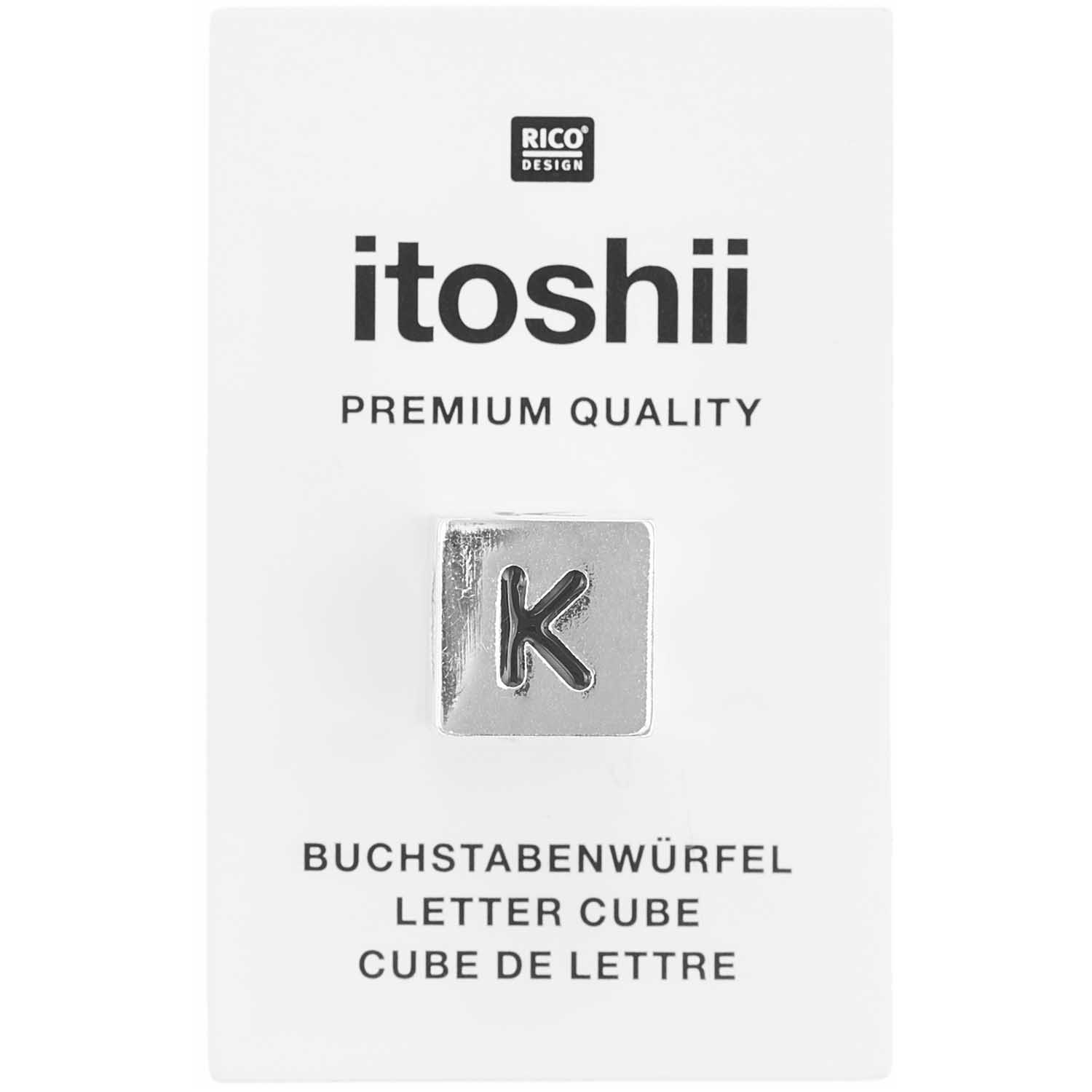 Buchstabenperle-Würfel silber 10x10mm Buchstabenperle-Würfel silber 10x10mm