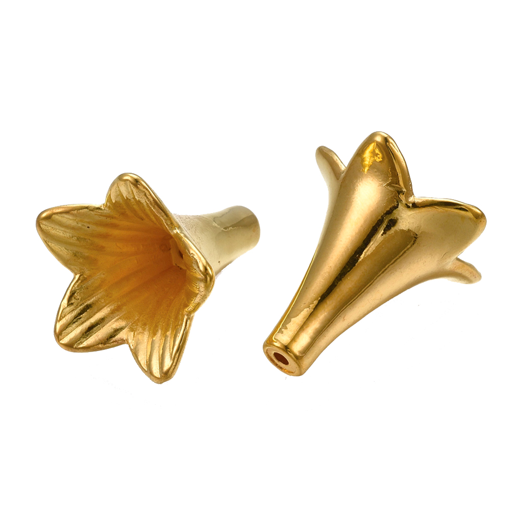 Acrylblüten-Perlen gold 24x22mm 8 Stück Blütenperlen