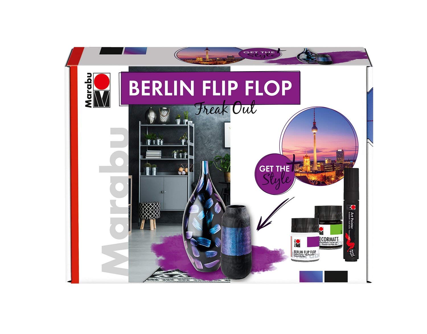 Marabu Berlin Flip Flop Set Kreativfarben Farbtonflop-Effektfarbe