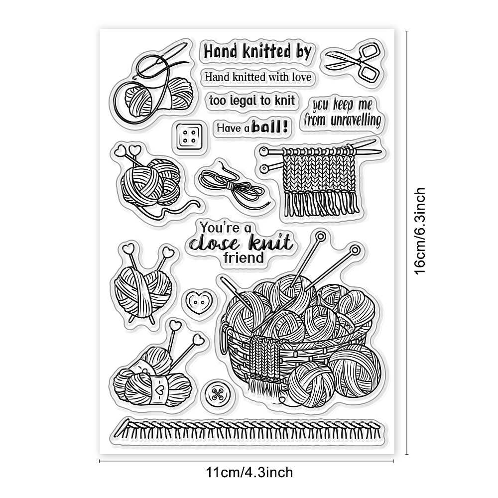 Silikonstempel Clear Stamp Wolle Handarbeiten 160x110x3mm Silikonstempel Clear Stamp Wolle Handarbeiten 160x110x3mm
