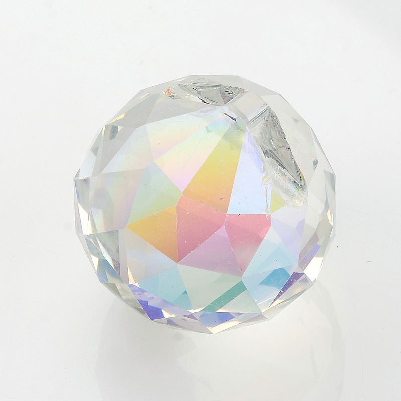 Regenbogen Glas Sonnenfänger facettierter schillernd bunt (AB-Effekt) 2 mm Loch rund Ø 35mm 1 Stück 