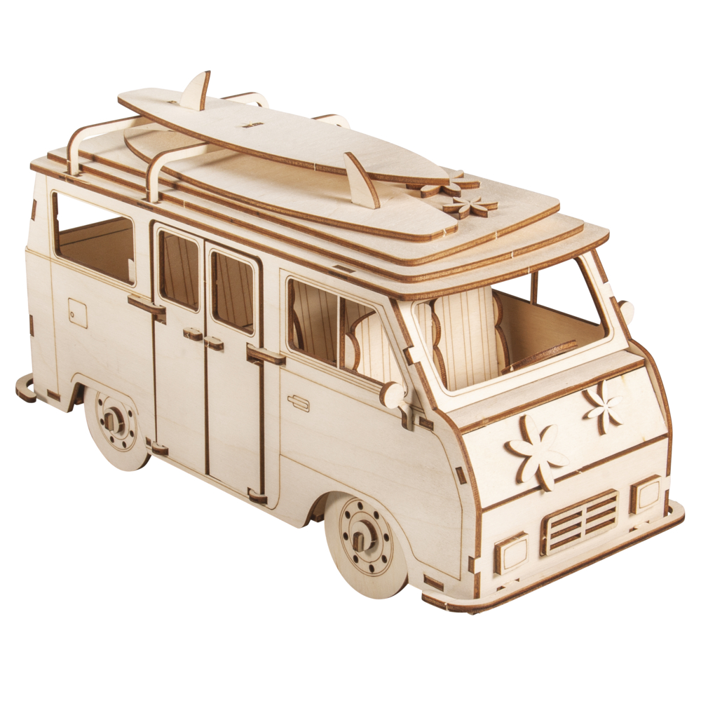 Holzbausatz 3D Campingbus VW-Bus Wooden Kit 77 Teile 