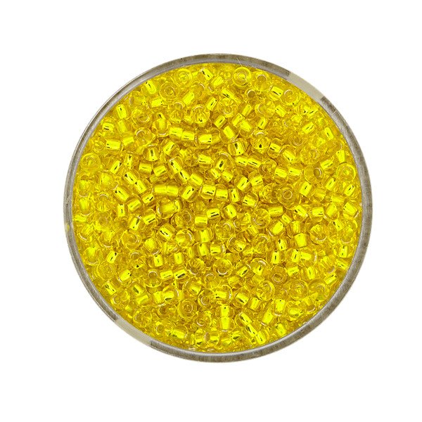  Rocailles Glasperlen Silbereinzug GELB 2,6mm 17g / Dose