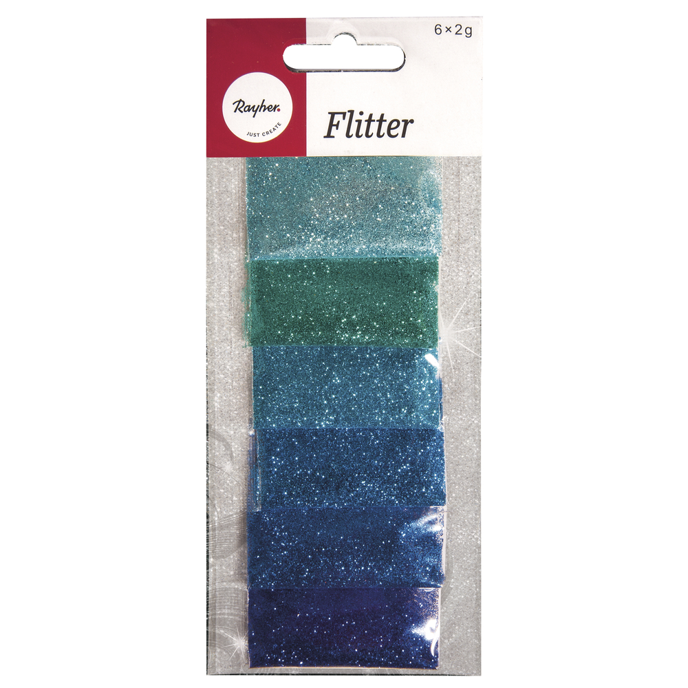 Flitter Glitzer Mischpackung blau/türkis 6 Farben á 2g 