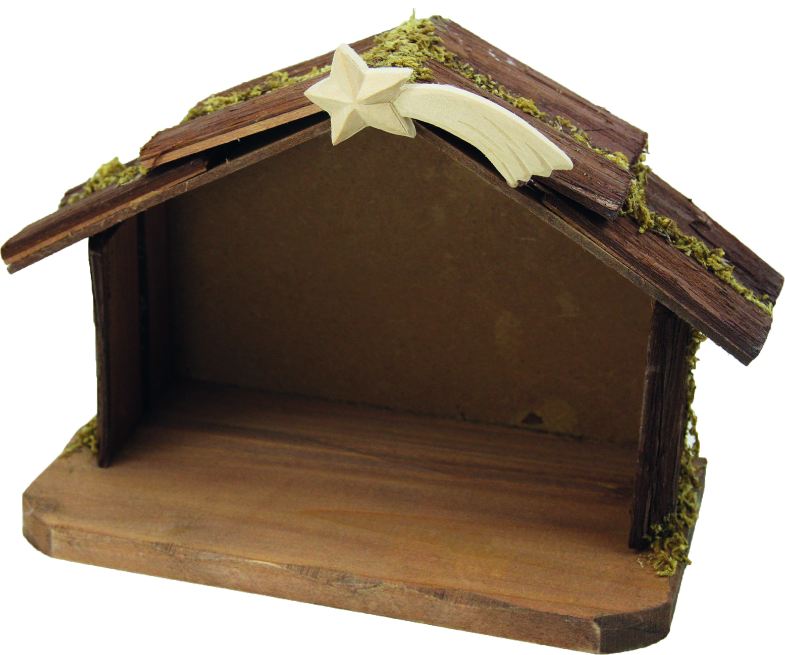 Weihnachtskrippen-Stall mit Komet aus Holz dunkel 23x11,5x15cm Weihnachtskrippen-Stall mit Komet aus Holz dunkel 23x11,5x15cm