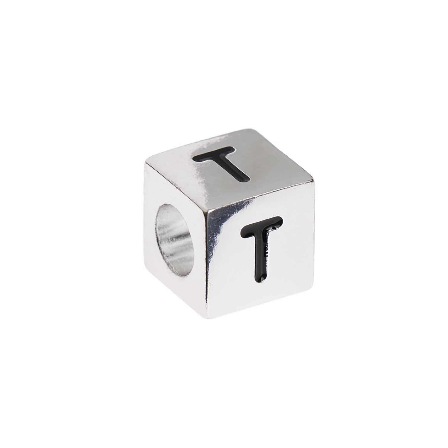 Buchstabenperle-Würfel silber 10x10mm Buchstabenperle-Würfel silber 10x10mm