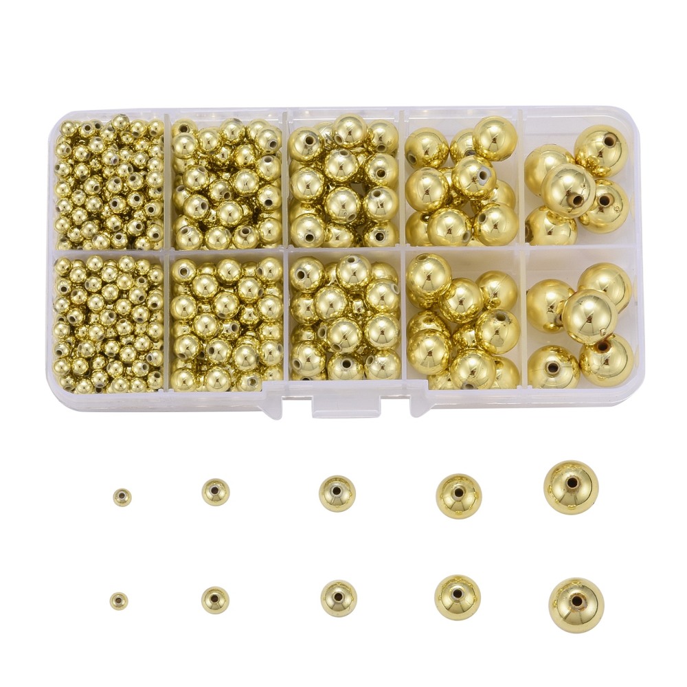 Acrylperlen gold 4-12 mm sortiert