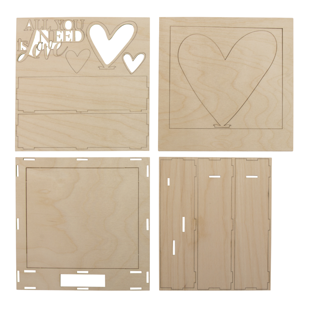 Holzbausatz Motivrahmen All you need is Love 16 teilig 24x24x6,3cm