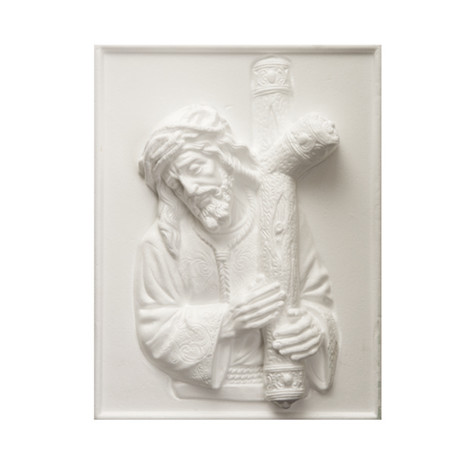 Styropor Heiligenbild Jesus mit Kreuz 36x27,5x6cm