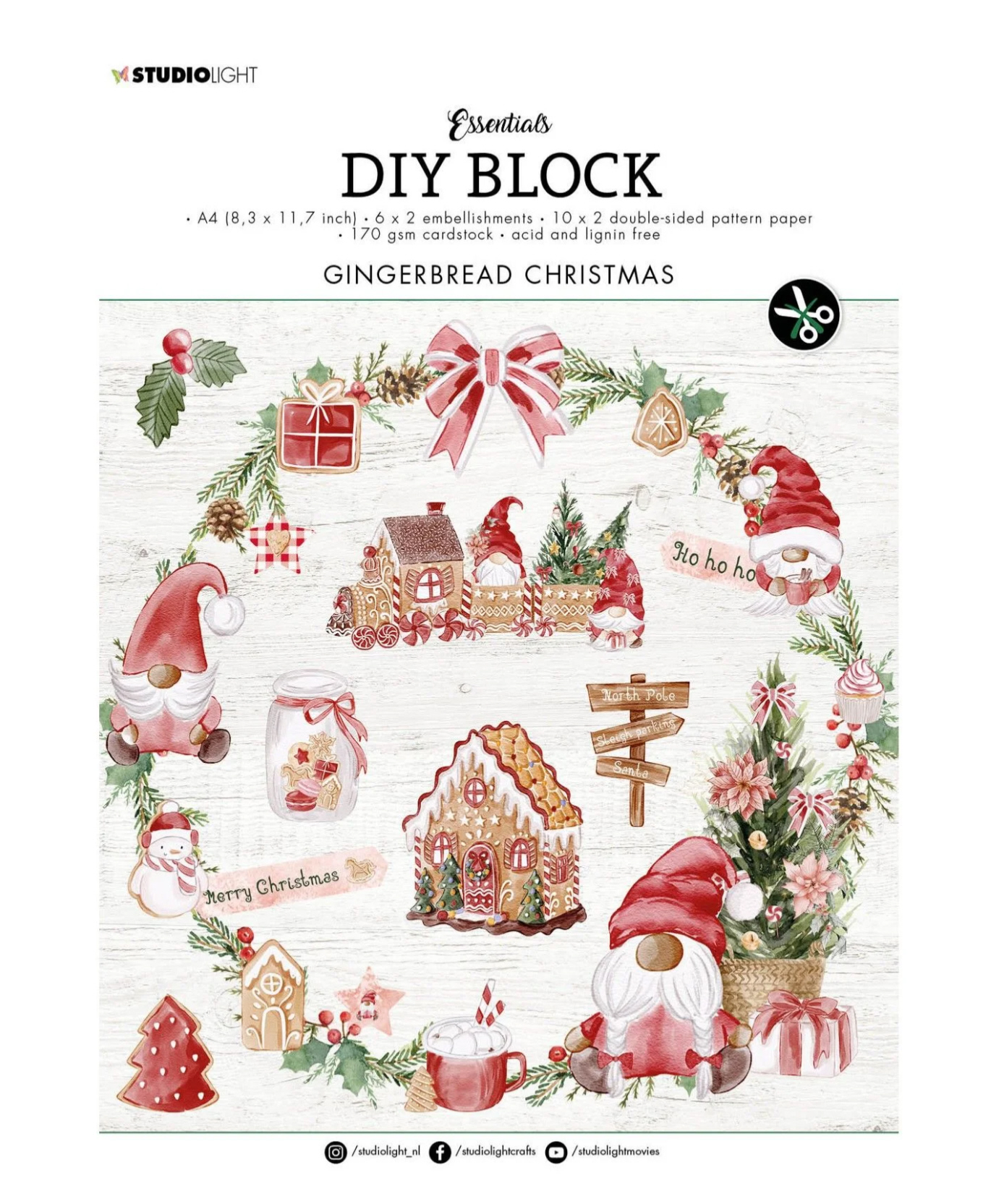 Studio Light DIY Block Ginger Bread A4 10 Blatt doppelseitig 170g/m²