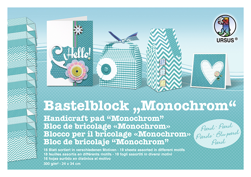 Bastelblock Monochrom, 24x34cm, 18 Stück sortiert