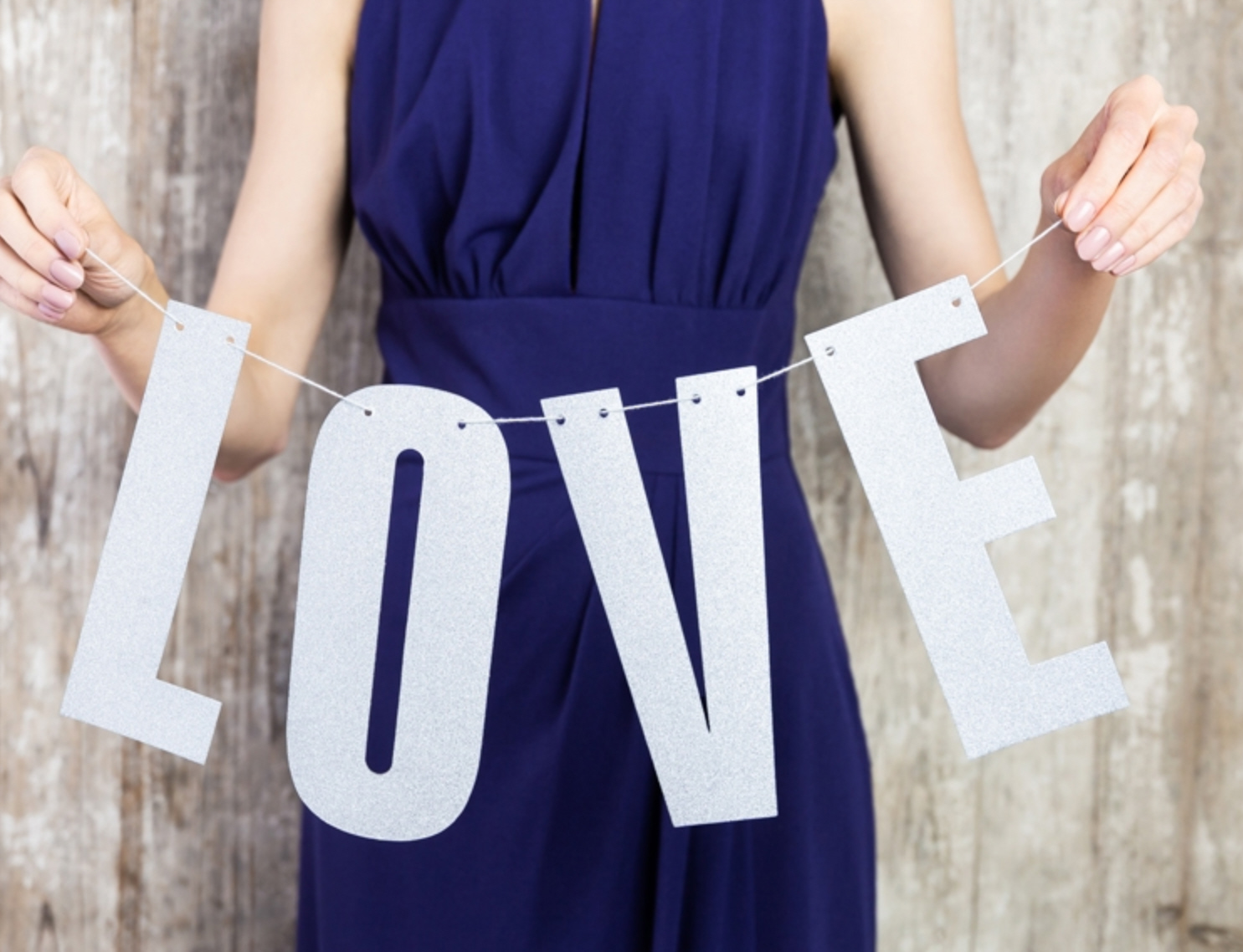 Banner Love silber Glitzer 21x55cm Papiergirlande