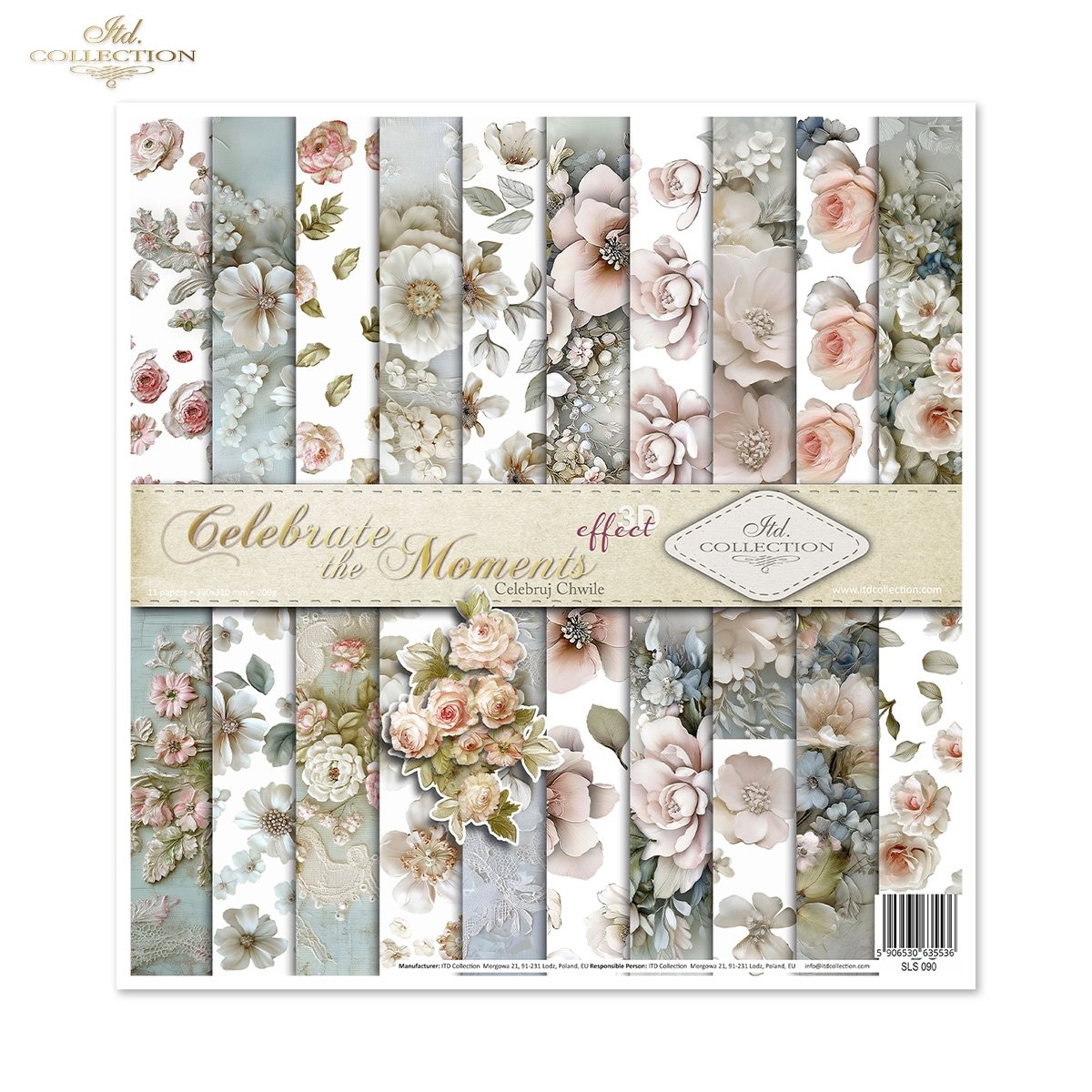 Scrapbooking Papierset Celebrate the Moments Blumen 3D Effekt 11 Bögen FSC Recycled 200g/m²