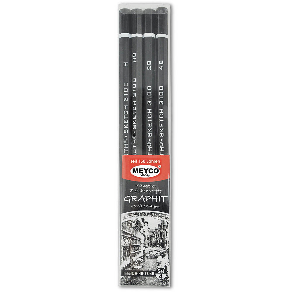 Graphitstifte Set 4x sortiert H/HB/2B/4B