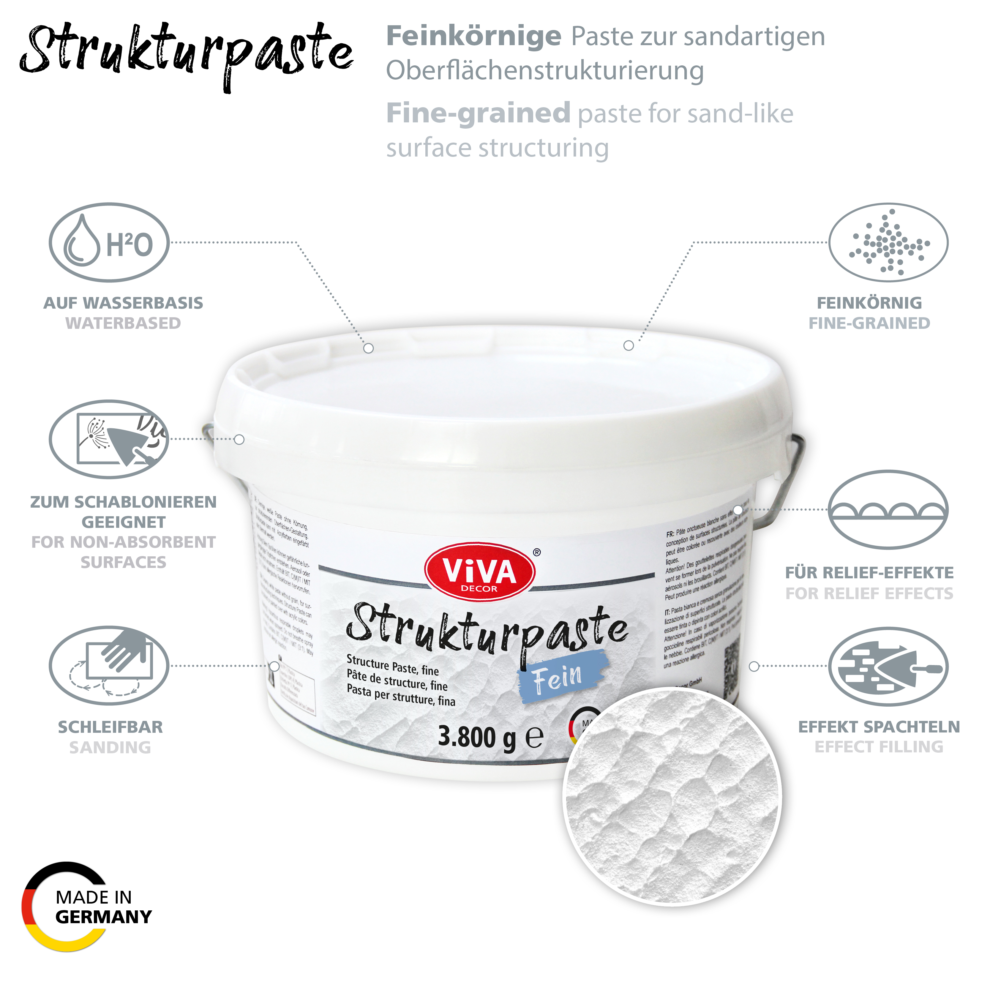 Viva Decor® Strukturpaste Fein 3,8 kg weiß