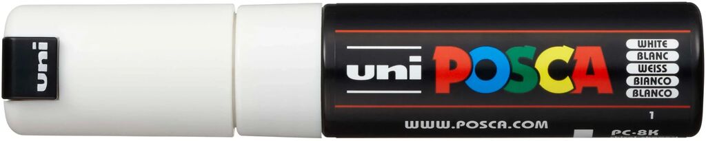 UNI POSCA Marker PC-8K WEISS breite Keilspitze 8 mm UNI POSCA Marker PC-8K WEISS breite Keilspitze 8 mm