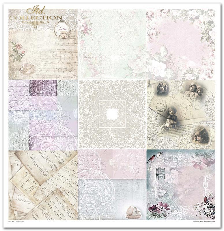 Scrapbooking-Papier Set English Rose 31x32cm 10 Bögen