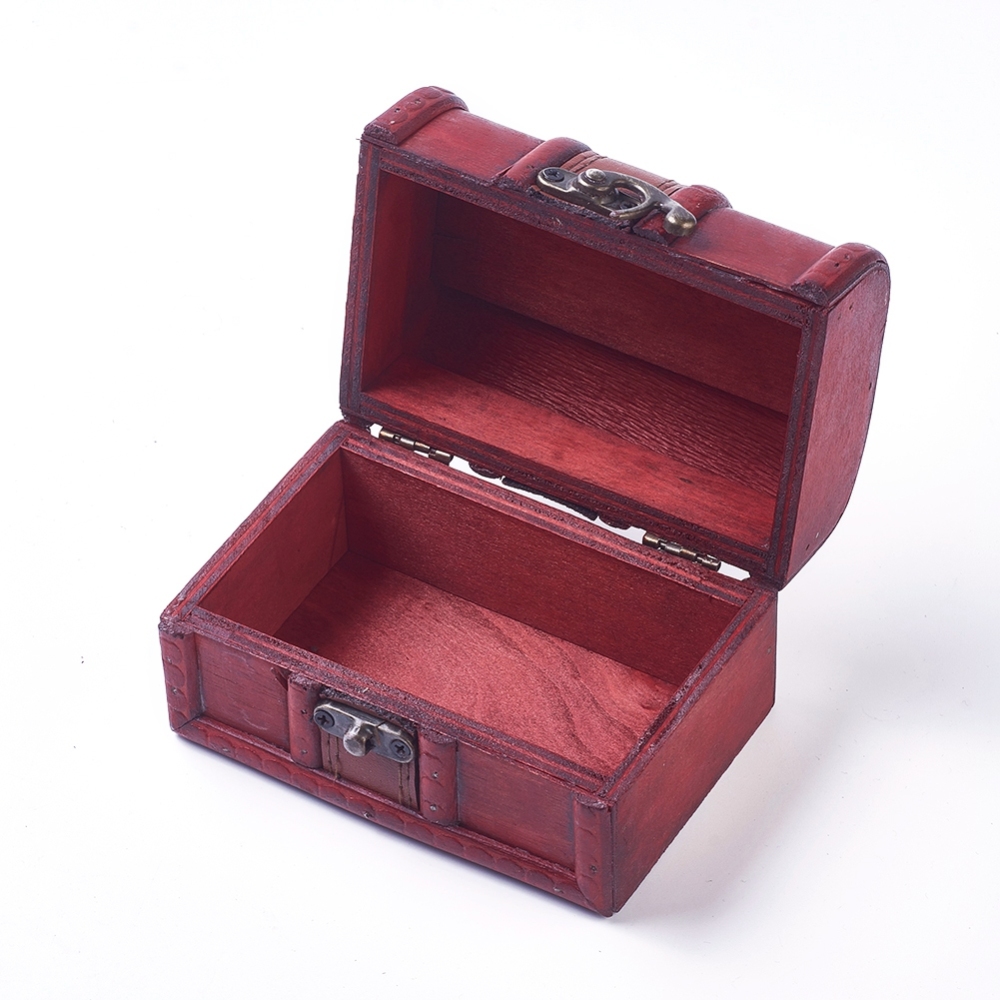 Schatztruhe - Schmuckschatulle vintage rot 12,8x8,7x8cm