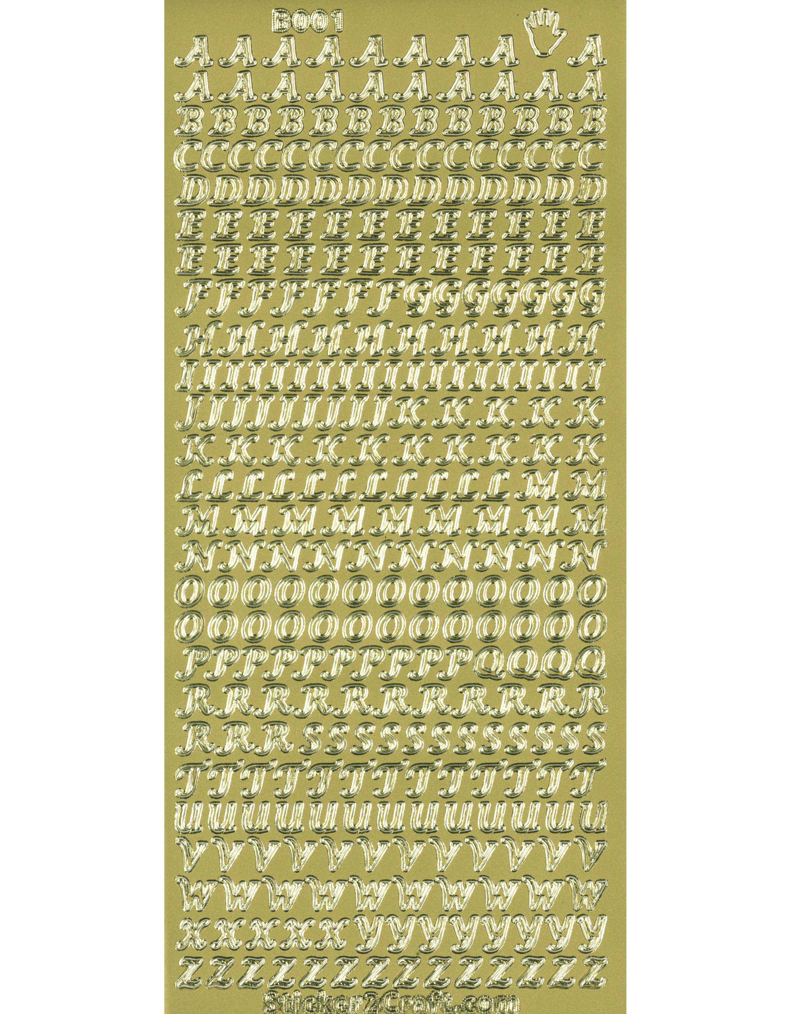 Shiny Outline Stickers Buchstaben Capitals gold Konturensticker 10x23cm Bogen
